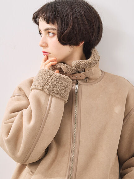 フェイクムートンフライトジャケット（ベージュ/ブラウン/キャメル）｜SM2（エスエムツー）通販