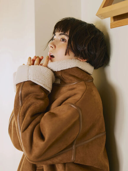 フェイクムートンフライトジャケット（ベージュ/ブラウン/キャメル）｜SM2（エスエムツー）通販