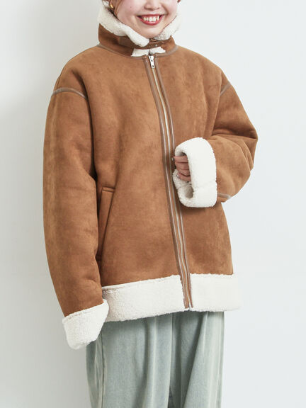 フェイクムートンフライトジャケット（ベージュ/ブラウン/キャメル）｜SM2（エスエムツー）通販