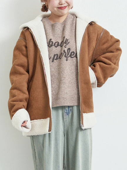 フェイクムートンフライトジャケット（ベージュ/ブラウン/キャメル）｜SM2（エスエムツー）通販