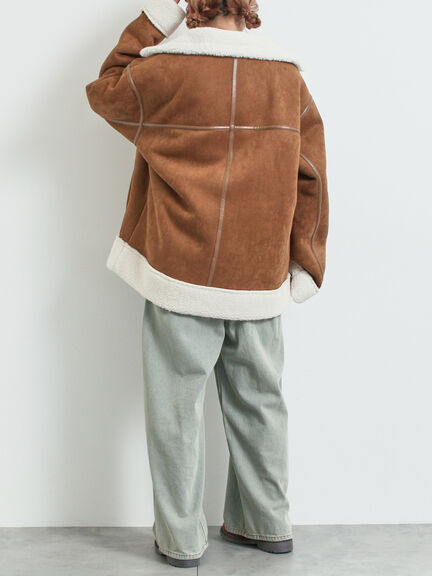 フェイクムートンフライトジャケット（ベージュ/ブラウン/キャメル）｜SM2（エスエムツー）通販