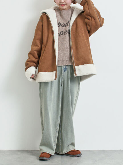 フェイクムートンフライトジャケット（ベージュ/ブラウン/キャメル）｜SM2（エスエムツー）通販