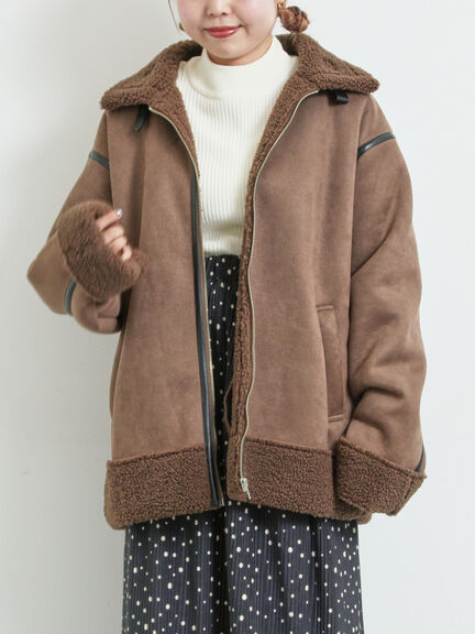 フェイクムートンフライトジャケット（ベージュ/ブラウン/キャメル）｜SM2（エスエムツー）通販