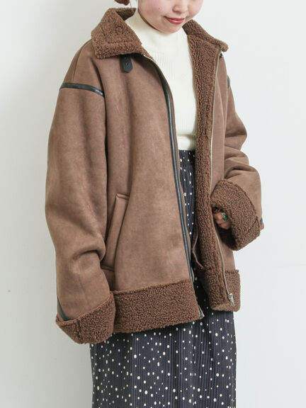 フェイクムートンフライトジャケット（ベージュ/ブラウン/キャメル）｜SM2（エスエムツー）通販