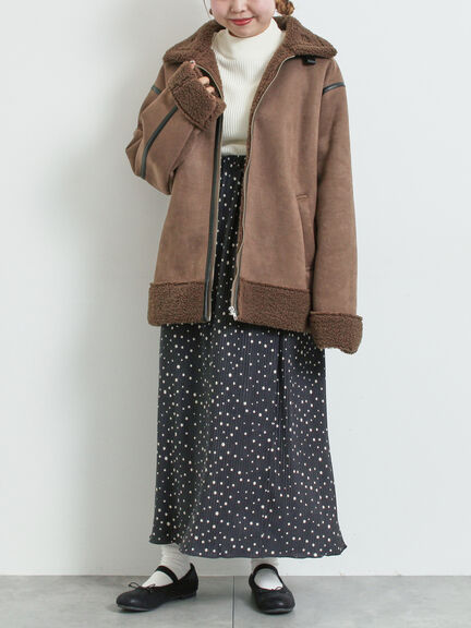 フェイクムートンフライトジャケット（ベージュ/ブラウン/キャメル）｜SM2（エスエムツー）通販