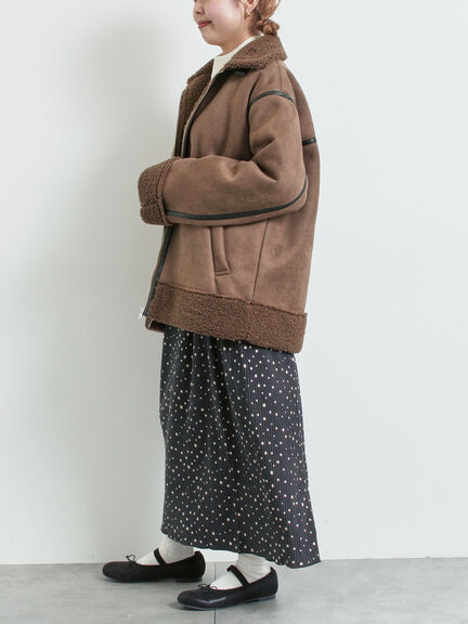 フェイクムートンフライトジャケット（ベージュ/ブラウン/キャメル）｜SM2（エスエムツー）通販