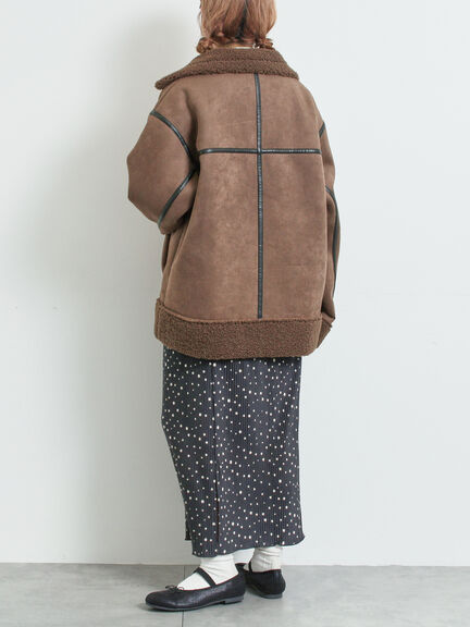 フェイクムートンフライトジャケット（ベージュ/ブラウン/キャメル）｜SM2（エスエムツー）通販