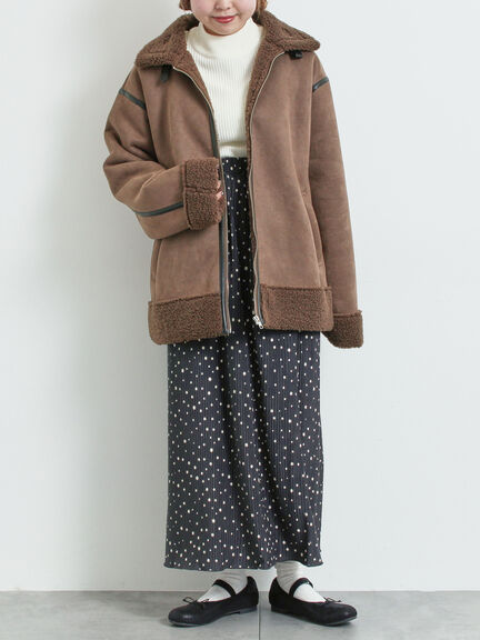 フェイクムートンフライトジャケット（ベージュ/ブラウン/キャメル）｜SM2（エスエムツー）通販