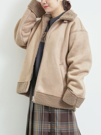 フェイクムートンフライトジャケット（ベージュ/ブラウン/キャメル）｜SM2（エスエムツー）通販