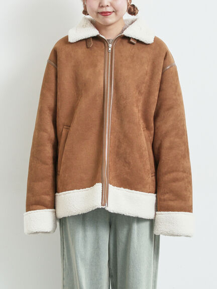 フェイクムートンフライトジャケット（ベージュ/ブラウン/キャメル）｜SM2（エスエムツー）通販