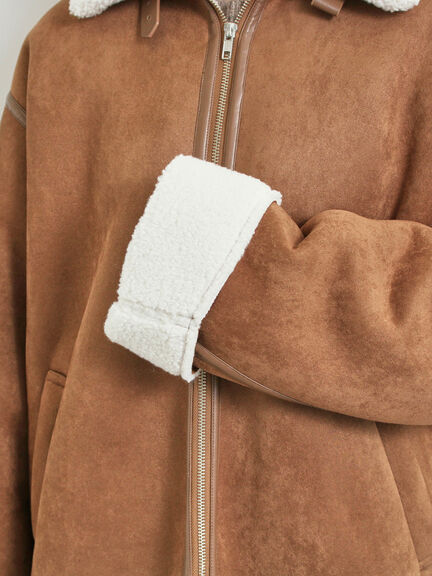 フェイクムートンフライトジャケット（ベージュ/ブラウン/キャメル）｜SM2（エスエムツー）通販