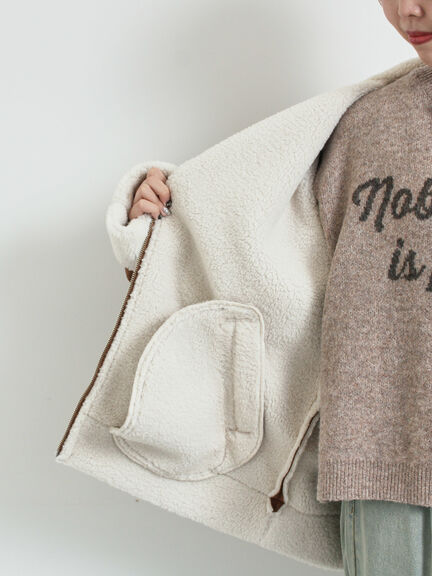 フェイクムートンフライトジャケット（ベージュ/ブラウン/キャメル）｜SM2（エスエムツー）通販