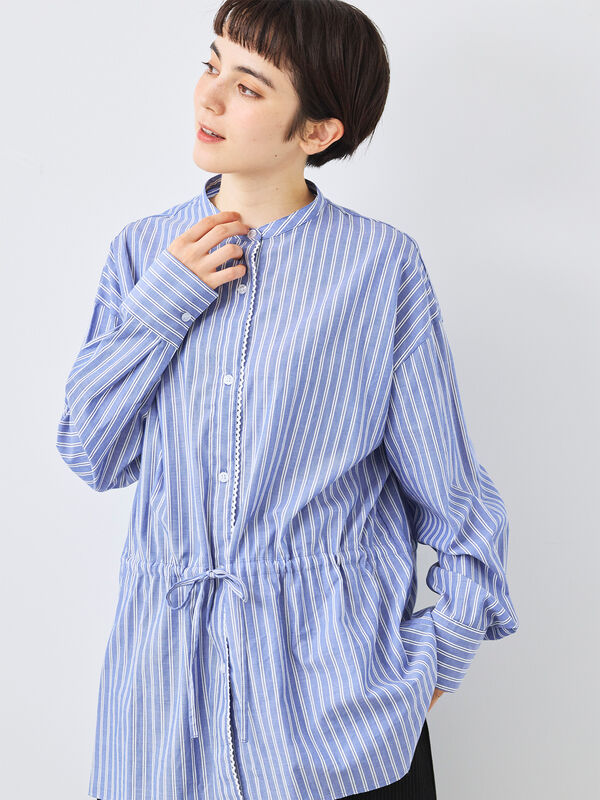 セール】 無地柄アソートドロストブラウス（オフホワイト/ブルー