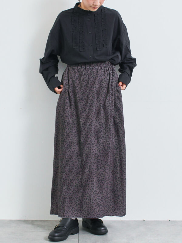 セール】 アソート楊柳プリーツスカート（グレー/チャコールグレー