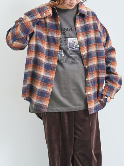 起毛チェックシャツ（ブラック/ベージュ/ブルー）｜SM2（エスエムツー）通販