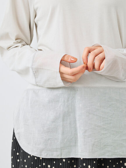 布帛切替ロンT（オフホワイト/グレー/ブラック）｜SM2（エスエムツー）通販