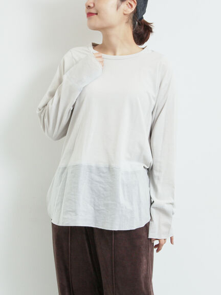 布帛切替ロンT（オフホワイト/グレー/ブラック）｜SM2（エスエムツー）通販