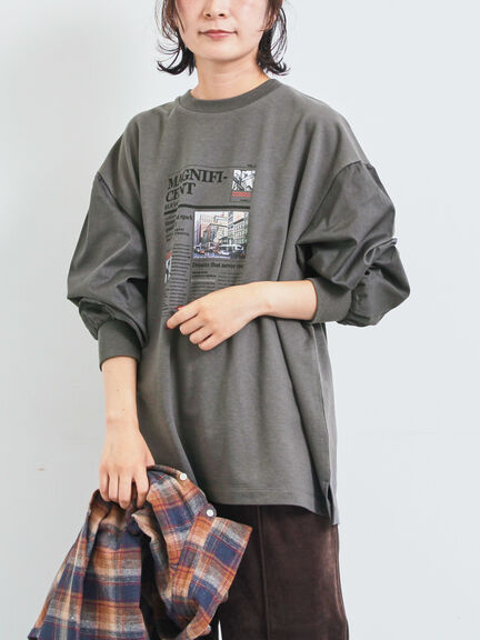 袖布帛インレイロゴプルオーバー（オフホワイト/チャコールグレー/ブラック/ボルドー/ブルー）｜SM2（エスエムツー）通販