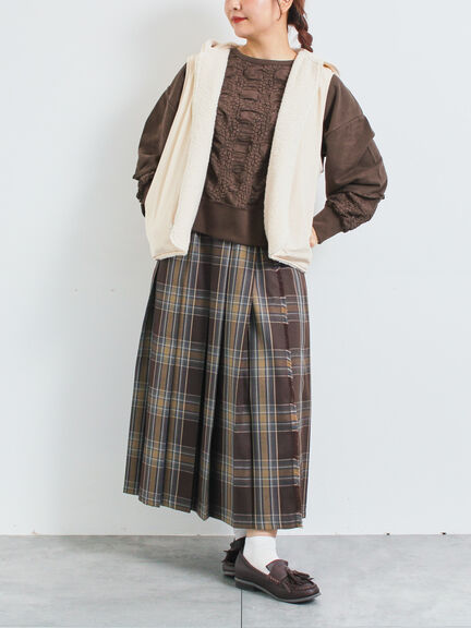 レース切替裏毛プルオーバー（グレー/チャコールグレー/ブラック/ブラウン/キナリ）｜SM2（エスエムツー）通販