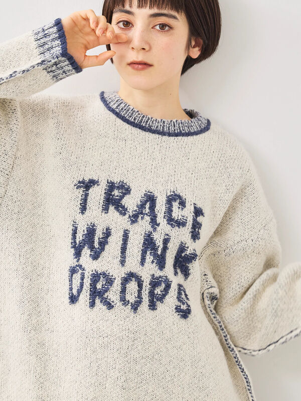 ループロゴニットプルオーバー（オフホワイト/グレー/ベージュ
