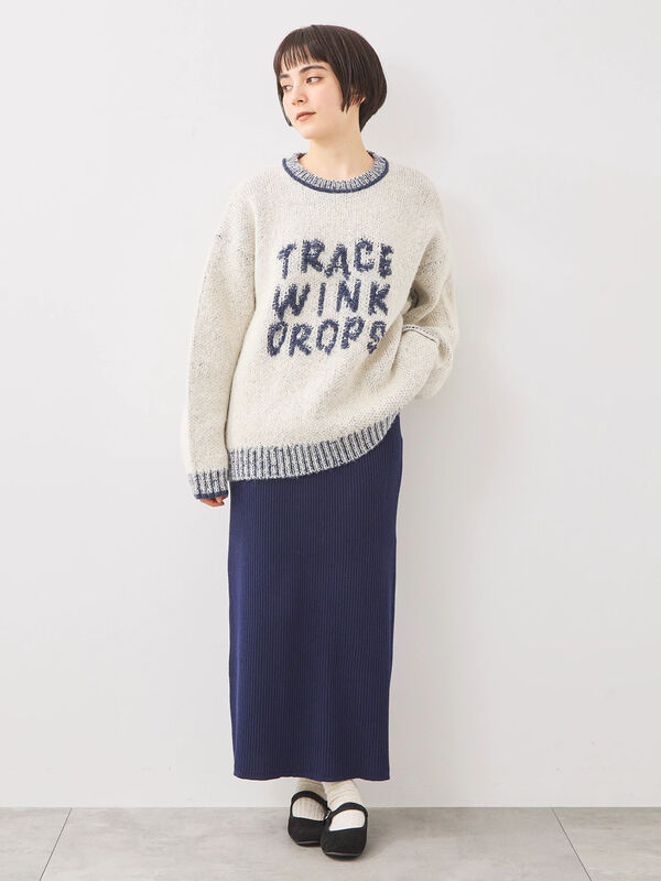 ループロゴニットプルオーバー（オフホワイト/グレー/ベージュ