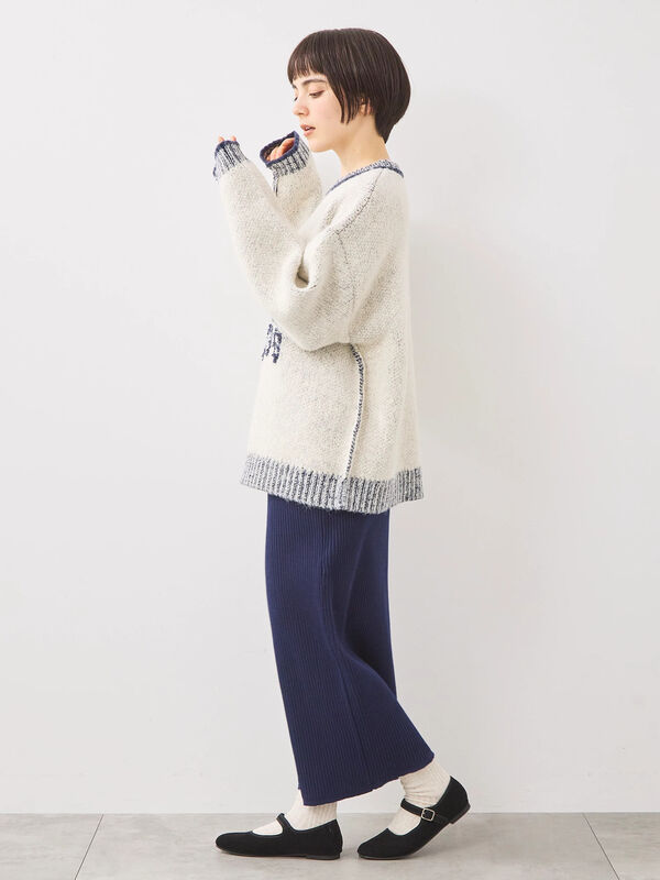 ループロゴニットプルオーバー（オフホワイト/グレー/ベージュ