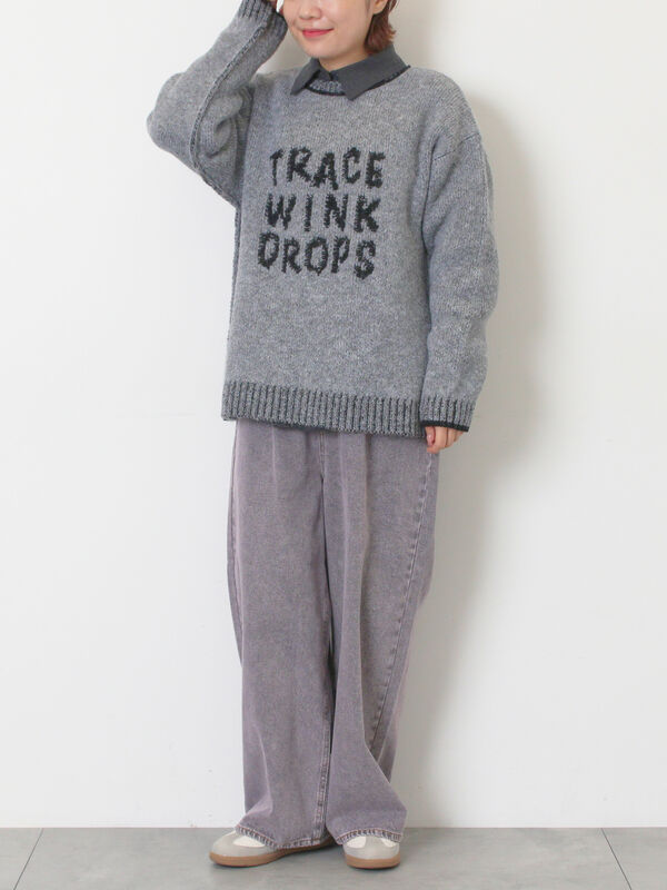 ループロゴニットプルオーバー（オフホワイト/グレー/ベージュ