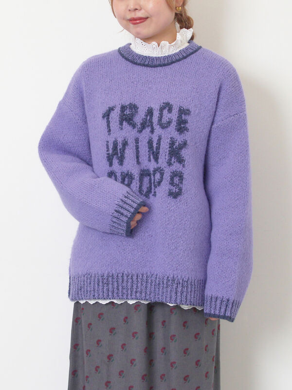 ループロゴニットプルオーバー（オフホワイト/グレー/ベージュ