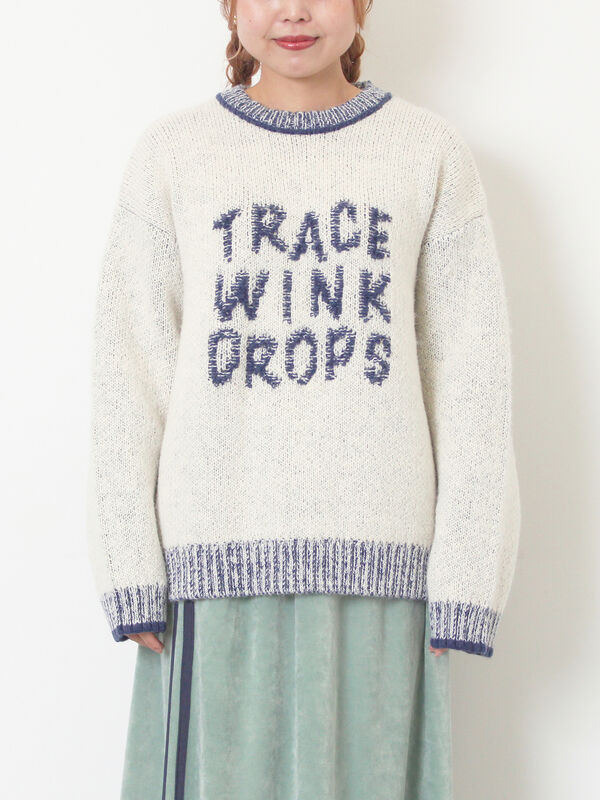 ループロゴニットプルオーバー（オフホワイト/グレー/ベージュ