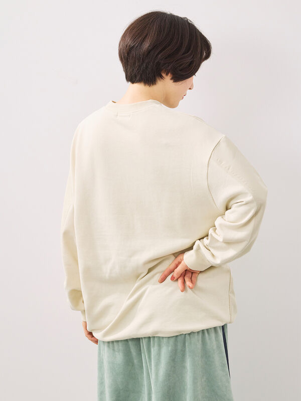 セール】 異素材切替スウェット（チャコールグレー/ライトベージュ