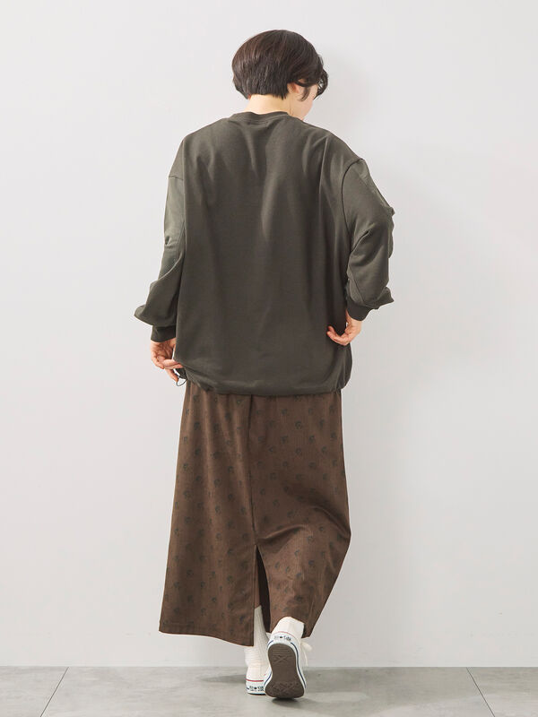 異素材切替スウェット（チャコールグレー/ライトベージュ/TOPグレー