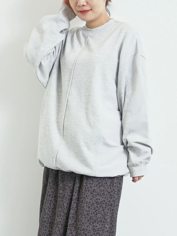 異素材切替スウェット（チャコールグレー/ライトベージュ/TOPグレー