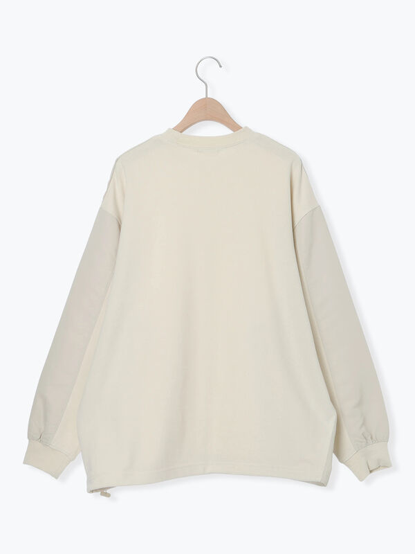 セール】 異素材切替スウェット（チャコールグレー/ライトベージュ