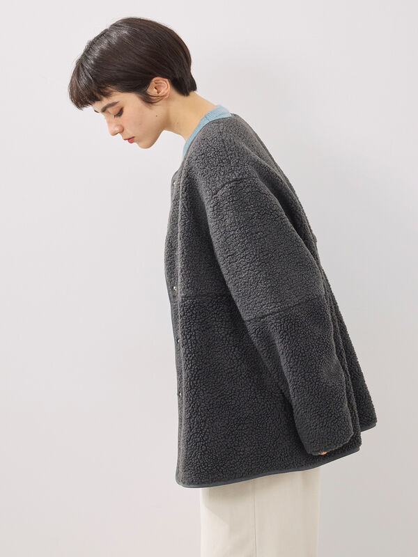 切替ボアジャケット（チャコールグレー/ネイビー/キナリ/アウター