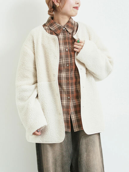 切替ボアジャケット（チャコールグレー/ネイビー/キナリ）｜SM2（エスエムツー）通販