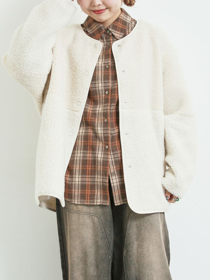 切替ボアジャケット（チャコールグレー/ネイビー/キナリ）｜SM2（エスエムツー）通販