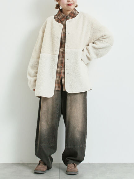 切替ボアジャケット（チャコールグレー/ネイビー/キナリ）｜SM2（エスエムツー）通販