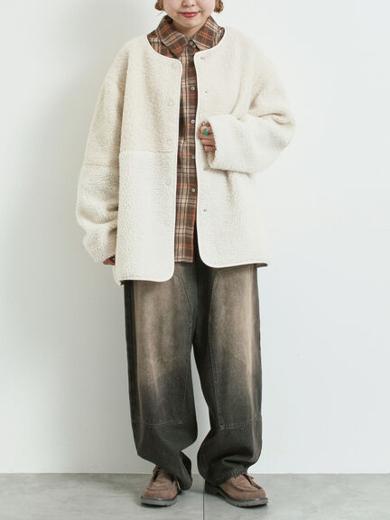 切替ボアジャケット（チャコールグレー/ネイビー/キナリ）｜SM2（エスエムツー）通販