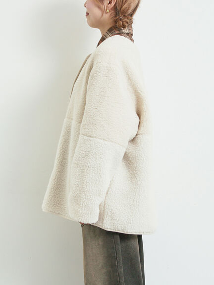 切替ボアジャケット（チャコールグレー/ネイビー/キナリ）｜SM2（エスエムツー）通販