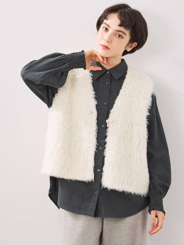 トグルニットベスト（グレー/ブラウン/キナリ/アウター/ベスト）| SM2