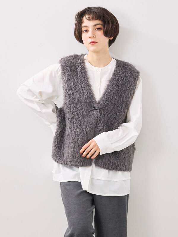 セール】 トグルニットベスト（グレー/ブラウン/キナリ/アウター