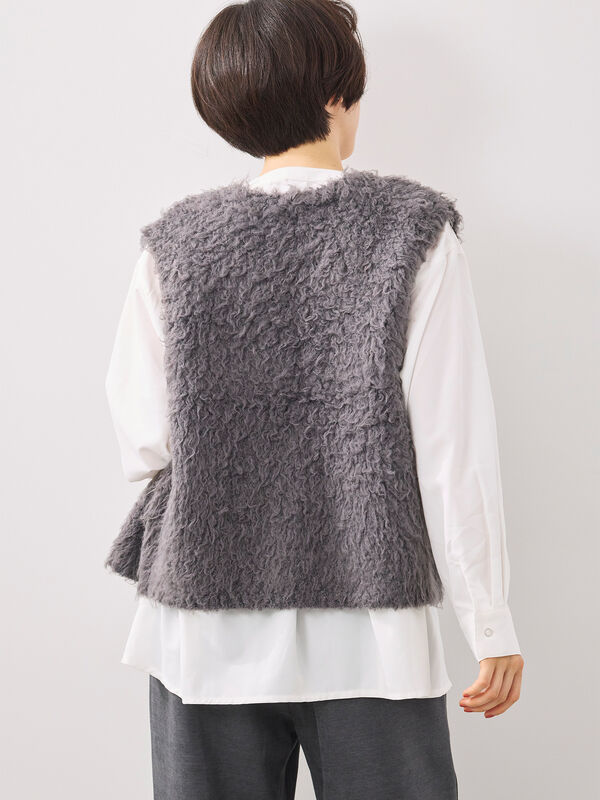 トグルニットベスト（グレー/ブラウン/キナリ/アウター/ベスト）| SM2