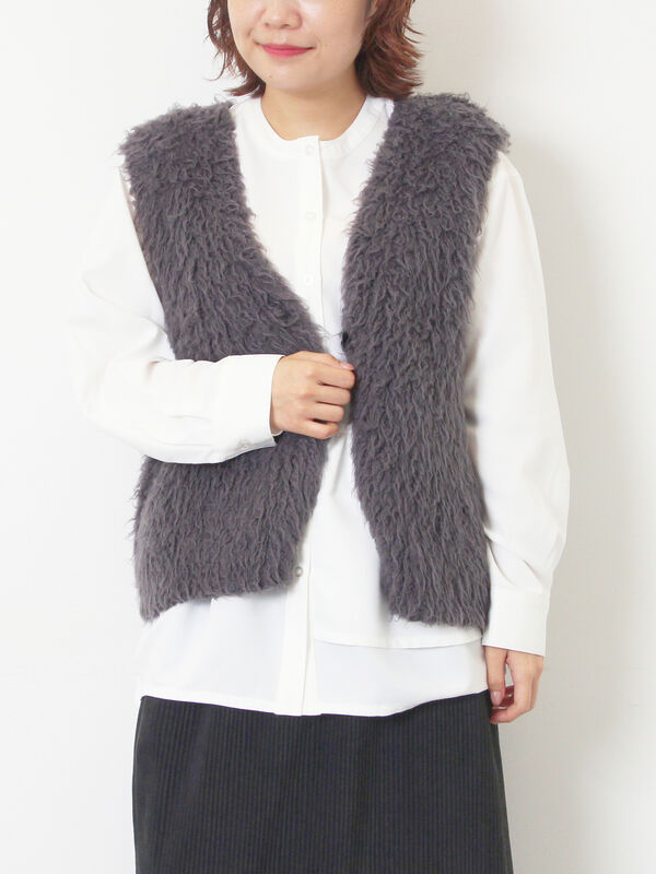 トグルニットベスト（グレー/ブラウン/キナリ/アウター/ベスト）| SM2