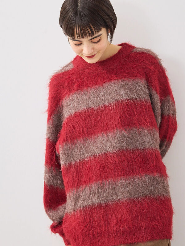 シャギーワイドボーダーニット（レッド）｜SM2（エスエムツー）通販