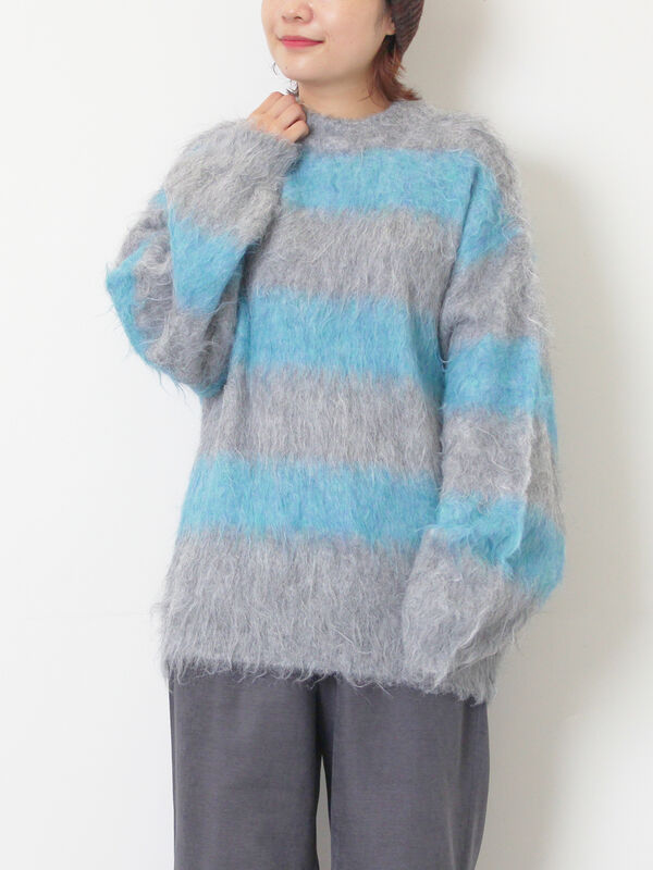 シャギーワイドボーダーニット（ブルー）｜SM2（エスエムツー）通販