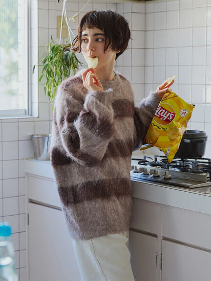 シャギーワイドボーダーニット（レッド/ベージュ/ブルー）｜SM2（エスエムツー）通販