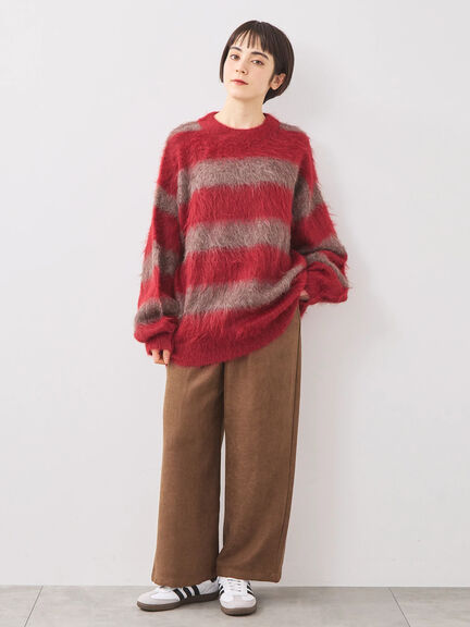 シャギーワイドボーダーニット（レッド/ベージュ/ブルー）｜SM2（エスエムツー）通販