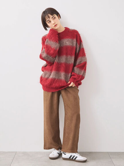 シャギーワイドボーダーニット（レッド/ベージュ/ブルー）｜SM2（エスエムツー）通販