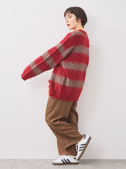シャギーワイドボーダーニット（レッド/ベージュ/ブルー）｜SM2（エスエムツー）通販