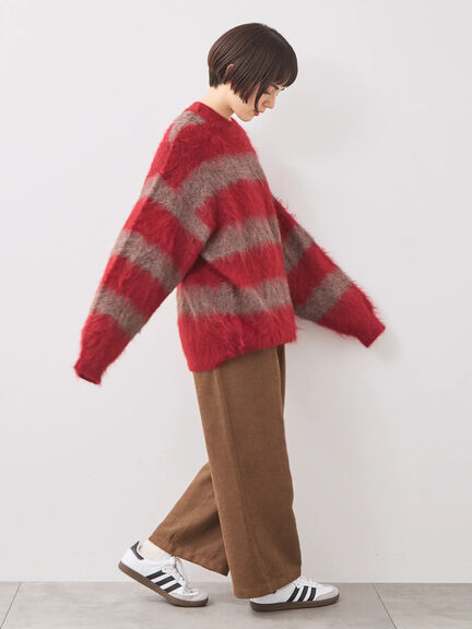 シャギーワイドボーダーニット（レッド/ベージュ/ブルー）｜SM2（エスエムツー）通販